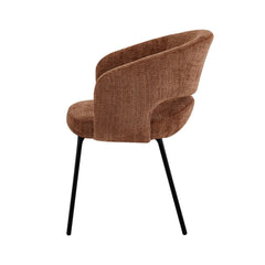Scaun living/dining Myrene, caramiziu, material textil si cadru metalic