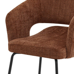 Scaun living/dining Myrene, caramiziu, material textil si cadru metalic