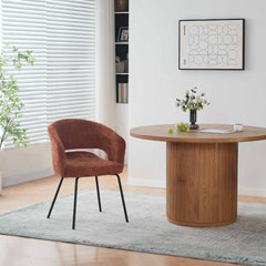 Scaun living/dining Myrene, caramiziu, material textil si cadru metalic