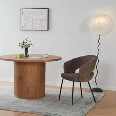 Scaun living/dining Myrene, maro-taupe, material textil si cadru metalic