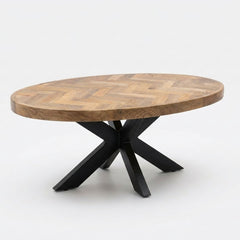 Masuta de cafea ovala 100x60 cm maro natur din lemn de mango Herringbone Haro