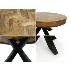 Masuta de cafea ovala 100x60 cm maro natur din lemn de mango Herringbone Haro