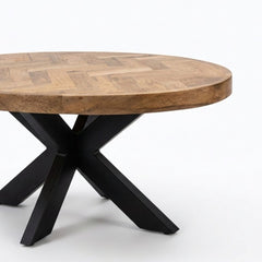 Masuta de cafea ovala 100x60 cm maro natur din lemn de mango Herringbone Haro