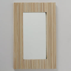 Oglinda de perete Eshara 91x61 cm, rama din bambus natur/alb, realizata manual