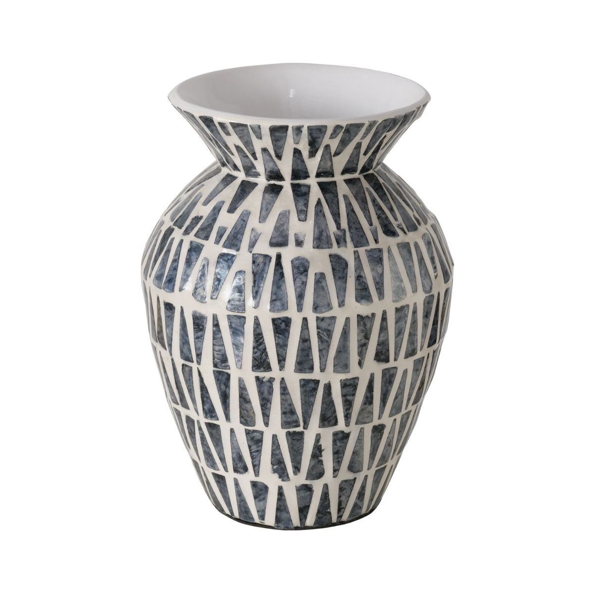 Vază decorativă Zacaya 24 cm, mozaic din ceramică și scoici Capiz, realizată manual