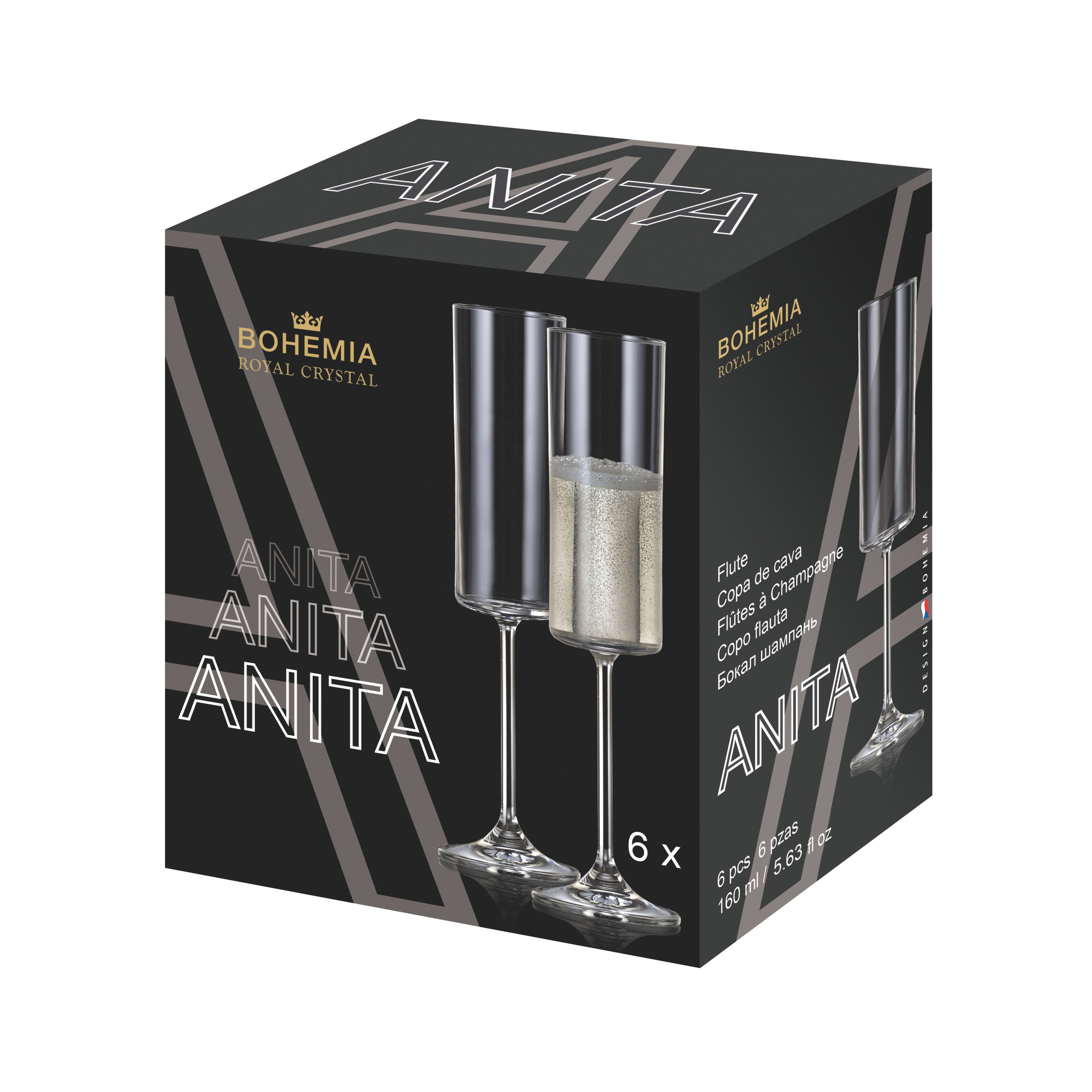 Pahare flute moderne din cristal pentru sampanie Anita