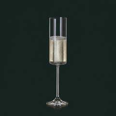 Set de 6 pahare pentru sampanie, transparent, din cristal de Bohemia, 160 ml, Anita Flute