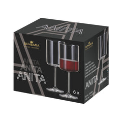 Set 6 pahare cilindrice de vin roșu Anita 400 ml din sticlă-cristal
