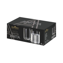 Set 6 pahare de apă cilindrice Anita 390 ml, fără picior, din sticlă-cristal