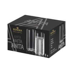 Set 6 pahare de apă cilindrice Anita 590 ml, fără picior, din sticlă-cristal