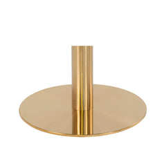 Masa de dining rotunda Ø110 cm alb/auriu cu aspect de marmura, din otel si MDF, Bolzano House Nordic