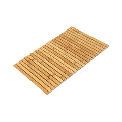 Covoraș de baie din bambus, 60 × 40 cm, cu aspect natural și nuanță caldă de maro. Un accesoriu elegant pentru cadă, duș sau lavoar.