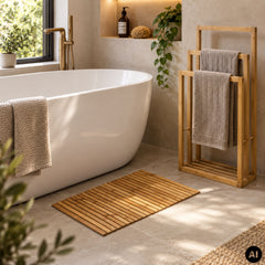 Covoras de baie 60 x 40 cm maro din bambus Urban Living
