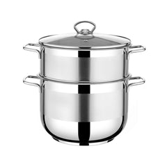Oală 6 litri din inox pentru cuscus si gatit la aburi, cu capac din sticla, Urban Living, Ø22 cm