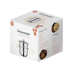 Oală 6 litri din inox pentru cuscus si gatit la aburi, cu capac din sticla, Urban Living, Ø22 cm