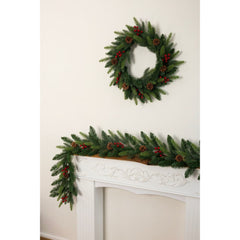 Ghirlanda de Craciun 200 cm, densa, verde/rosu Boriana Royal - MagicHome
