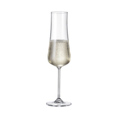 Set de 6 pahare pentru sampanie, din cristal de Bohemia, 260 ml, Aira Flute