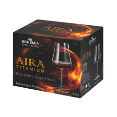 Set de 6 pahare pentru vin rosu, din cristal de Bohemia, 510 ml, Aira Red Wine