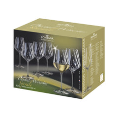 Set 6 pahare cu picior din cristaml de Bohemia 485 ml Crystal Winestar Spirale