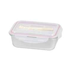 Caserola dreptunghiulara 1000 ml din sticla, cu tacamuri si capac, MagicHome Clip