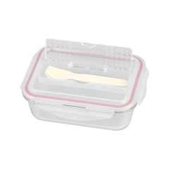 Caserola dreptunghiulara 1000 ml din sticla, cu tacamuri si capac, MagicHome Clip