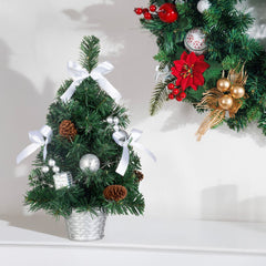 Brad artificial de Craciun MagicHome, impodobit, argintiu, funda, 40 cm