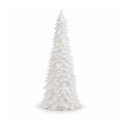 Decoratiune Pom de Craciun cu pene MagicHome, alb, 24x60 cm
