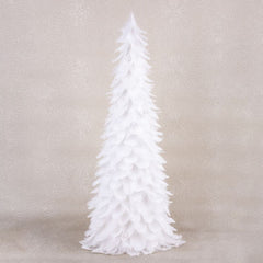 Decoratiune Pom de Craciun cu pene MagicHome, alb, 24x60 cm
