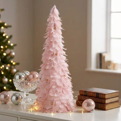 Decoratiune Pom de Craciun cu pene MagicHome, roz, 24x60 cm