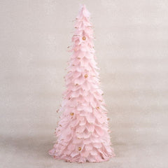 Decoratiune Pom de Craciun cu pene MagicHome, roz, 24x60 cm