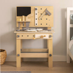 Banc de lucru din lemn cu unelte DIY, pentru copii, 67 cm
