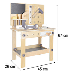 Banc de lucru din lemn cu unelte DIY, pentru copii, 67 cm