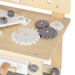 Banc de lucru din lemn cu unelte DIY, pentru copii, 67 cm