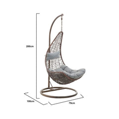 Scaun suspendat din ratan  tip balansoar maro/gri, 95X110X200 cm