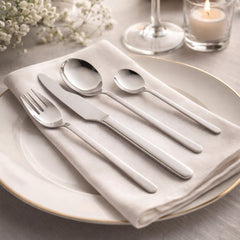 Set de tacamuri premium cu 24 de piese , din inox, argintiu