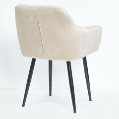 Scaun tip fotoliu living/ dining, bej, tapiserie catifea, cadru metalic, fix, 62x58x82, Velvet Old
