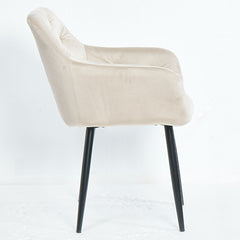 Scaun tip fotoliu living/ dining, bej, tapiserie catifea, cadru metalic, fix, 62x58x82, Velvet Old