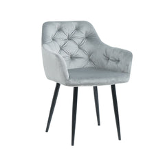 Scaun tip fotoliu living/dining, gri, tapiserie catifea, cadru metalic, fix, 62x58x82, Velvet Old