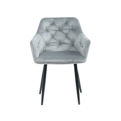 Scaun tip fotoliu living/dining, gri, tapiserie catifea, cadru metalic, fix, 62x58x82, Velvet Old