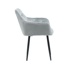 Scaun tip fotoliu living/dining, gri, tapiserie catifea, cadru metalic, fix, 62x58x82, Velvet Old