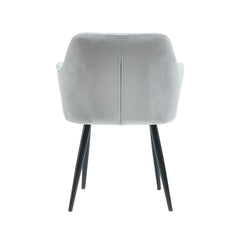 Scaun tip fotoliu living/dining, gri, tapiserie catifea, cadru metalic, fix, 62x58x82, Velvet Old