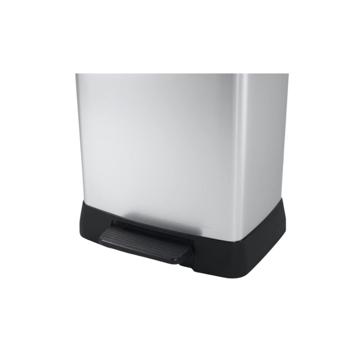 Cos de gunoi Curver 50 L, din plastic ultrarezistent cu pedala, 29x39x73 cm, negru/argintiu
