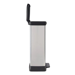 Cos de gunoi Curver 50 L, din plastic ultrarezistent cu pedala, 29x39x73 cm, negru/argintiu