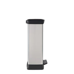 Cos de gunoi Curver 50 L, din plastic ultrarezistent cu pedala, 29x39x73 cm, negru/argintiu