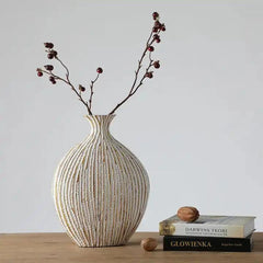 Vaza alba din polirasina 34.5 cm Nature Wood Yazhi