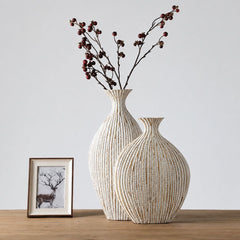 Vaza alba din polirasina 44 cm Nature Wood Yazhi