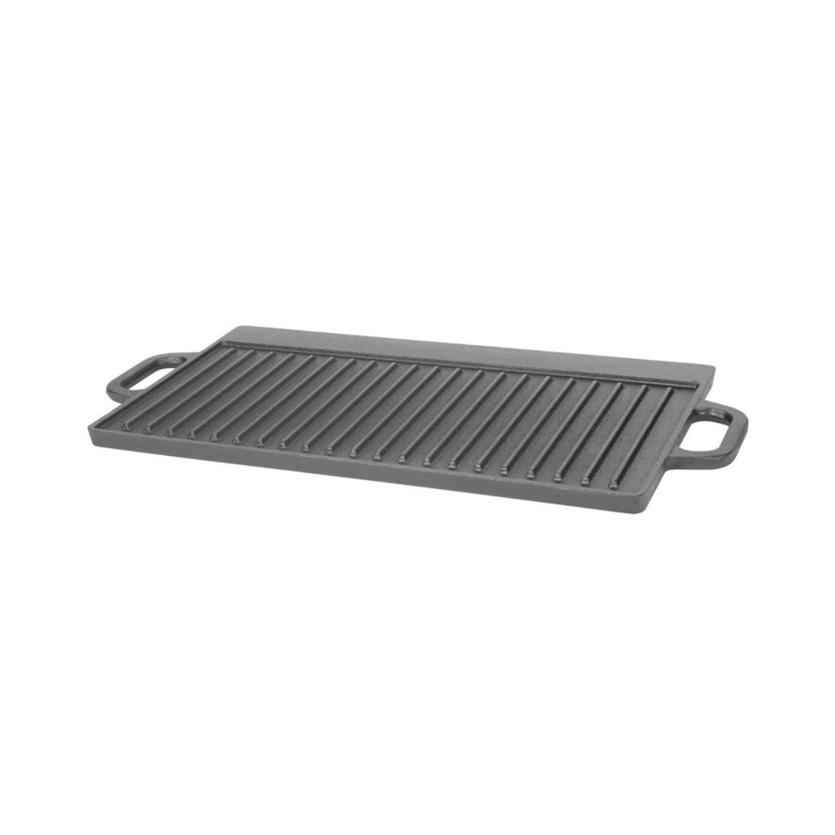 Tava cu functie dubla (grill/plita) din fonta cu manere 520x235x15 mm