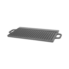 Tava cu functie dubla (grill/plita) din fonta cu manere 520x235x15 mm
