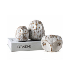 Decoratiune bufnita alba din polirasina 11 cm Tiny Animal Yazhi