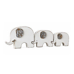 Set de 3 decoratiuni elefanti albi din polirasina 13.5 cm Yazhi